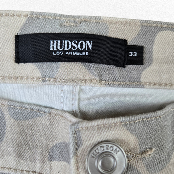 Hudson Camo Green Tan Nico Mid Rise Peyote Straight Leg Split Hem Jeans Size 33 - Picture 6 of 10